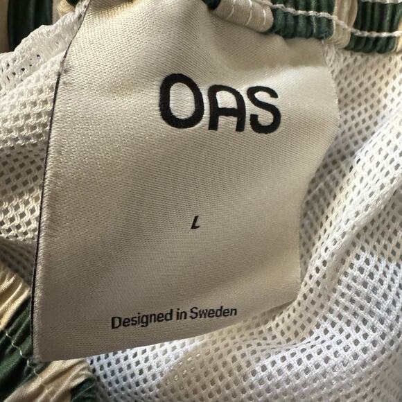 OAS Atlas Board Short Lined Size Large  Green/ Cream Vacation Swimwear - Picture 9 of 9